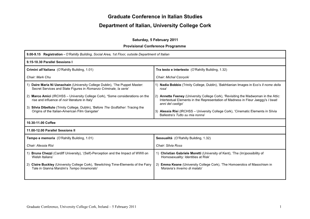 Graduate Conference in Italian Studies