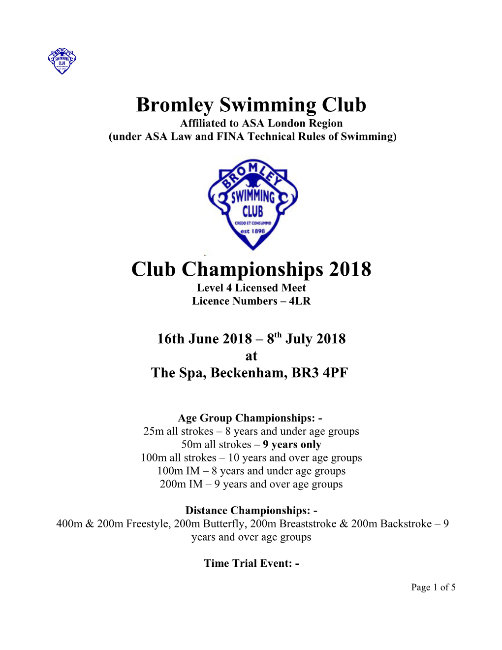Bromley Swimming Club