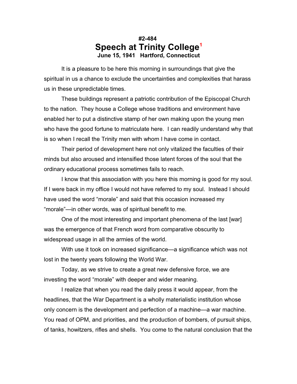 Speech at Trinity College1