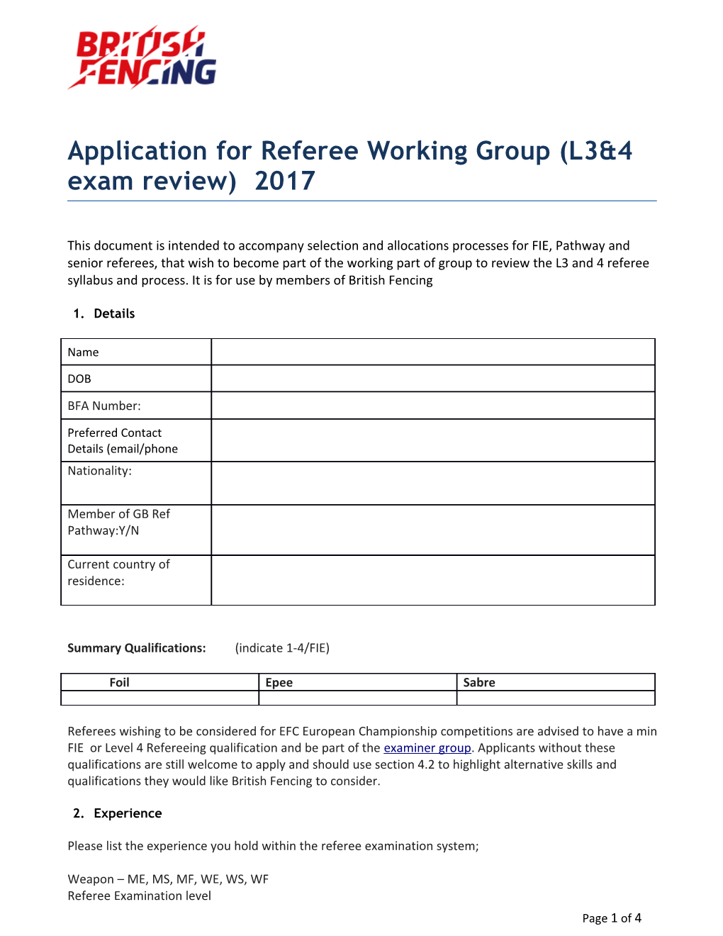 FIE Referee Pathway Acceptance