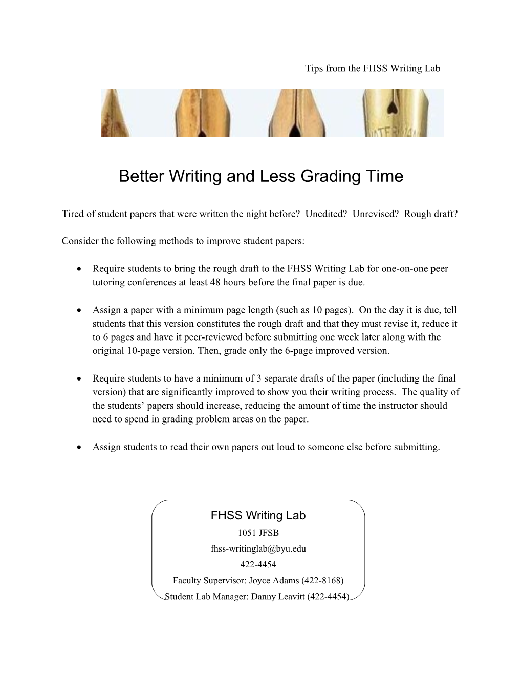 Tips from the FHSS Writing Lab