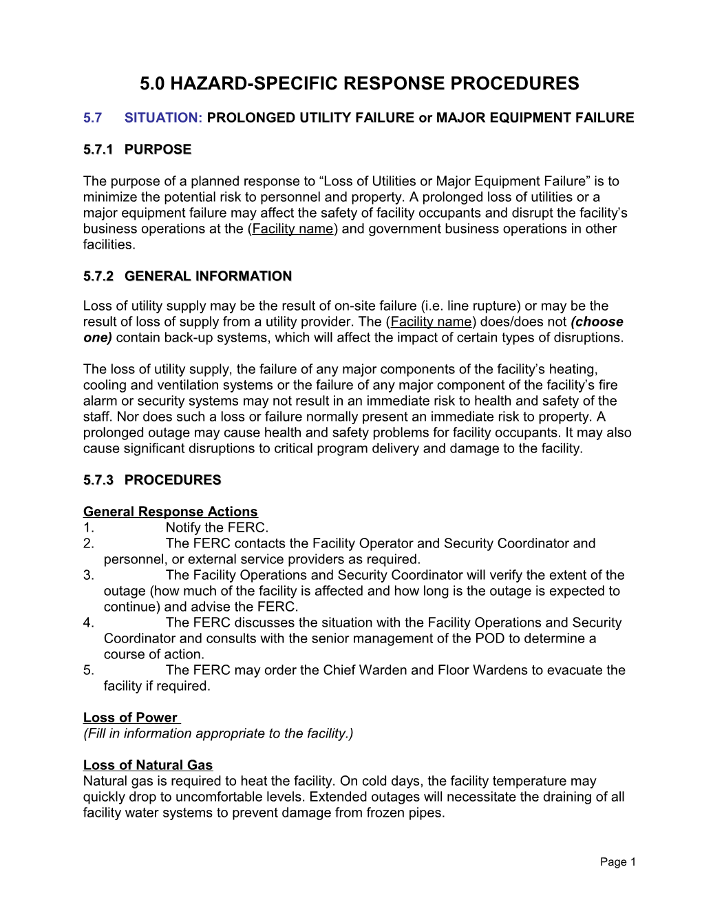 PART 2 TEMPLATE - Utility-Equipment Failure