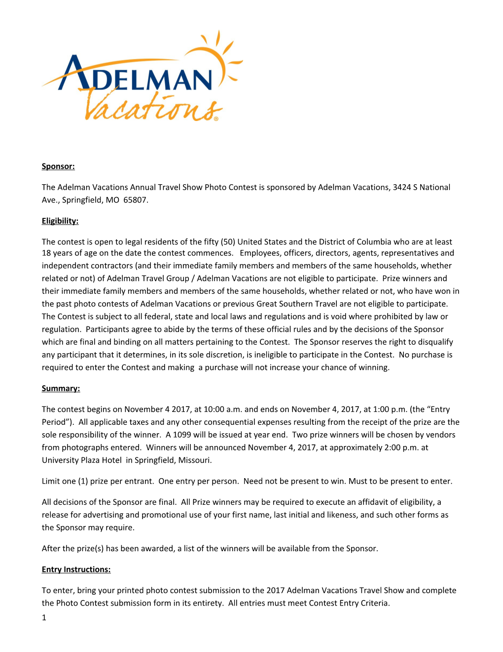 The Adelman Vacations Annual Travel Show Photo Contest Is Sponsored by Adelman Vacations