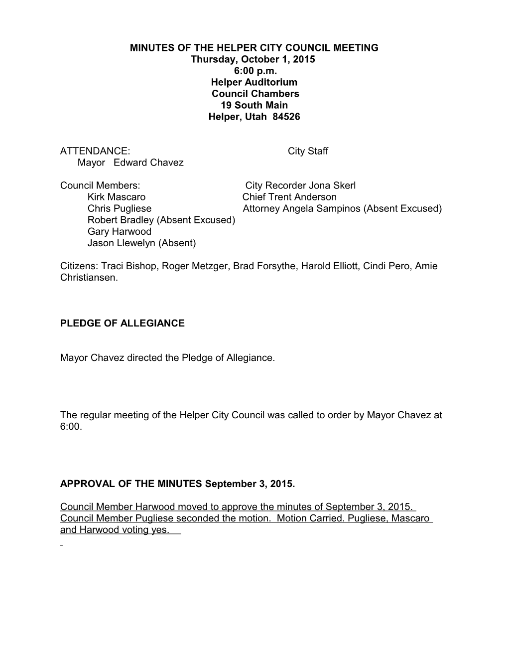 Minutes of the Helper City Council Meeting s1