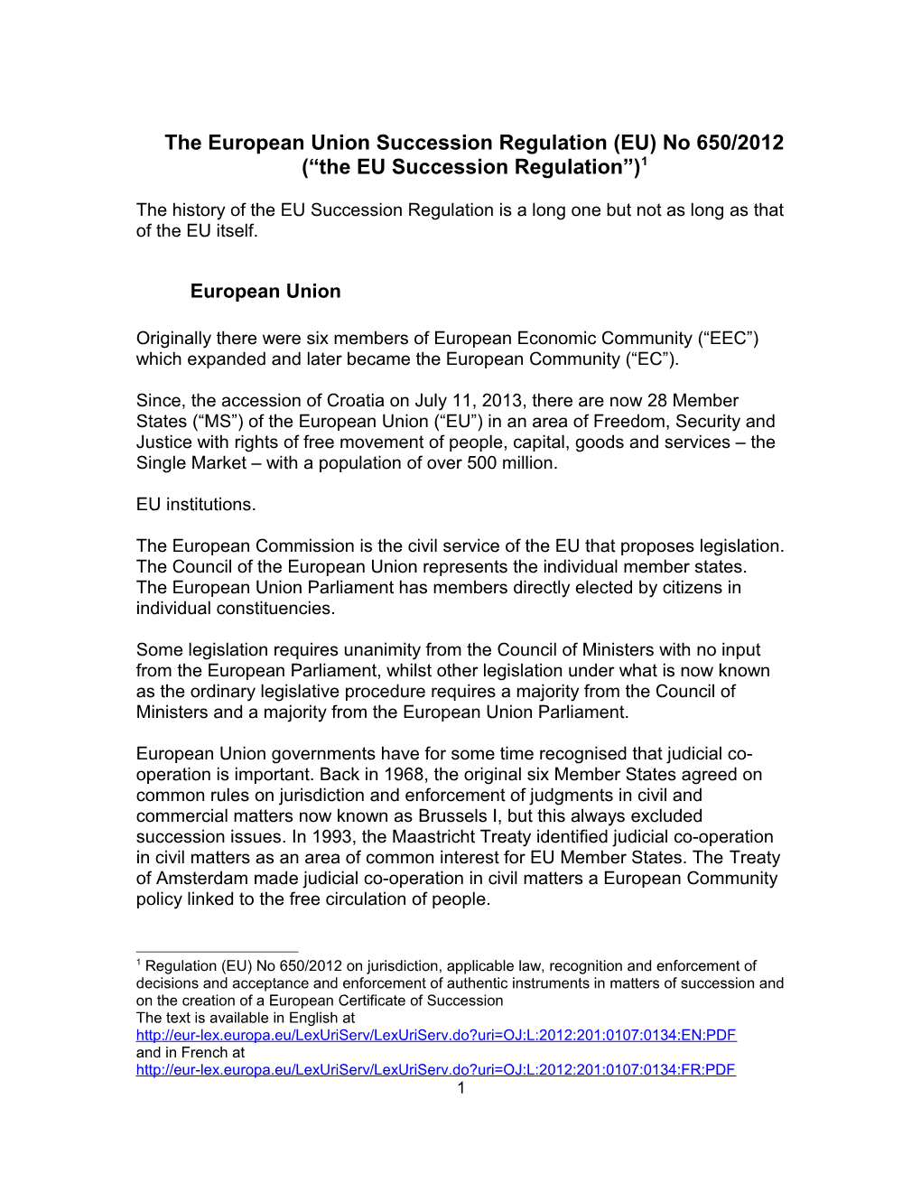 EU Succession Regulation No 650 2012