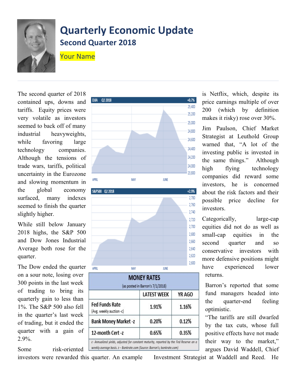 Quarterly Economic Update Second Quarter 2018