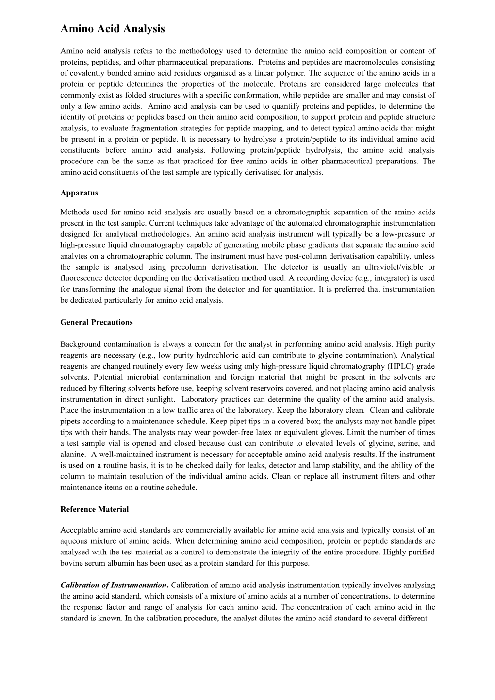 Amino Acid Analysis