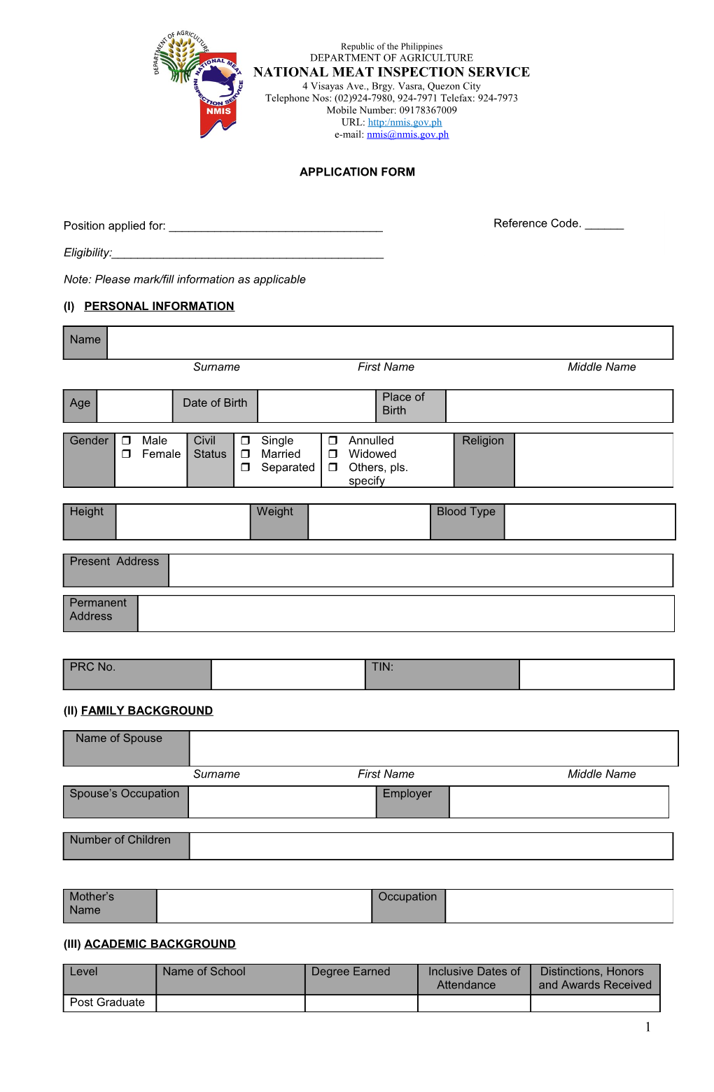 Application Form s84