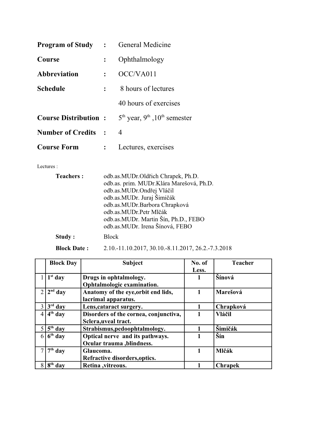 Program of Study s6