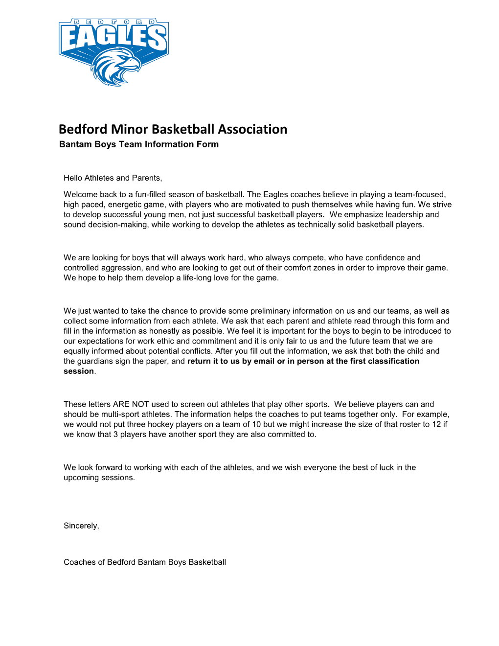 Bedford Minor Basketball Association