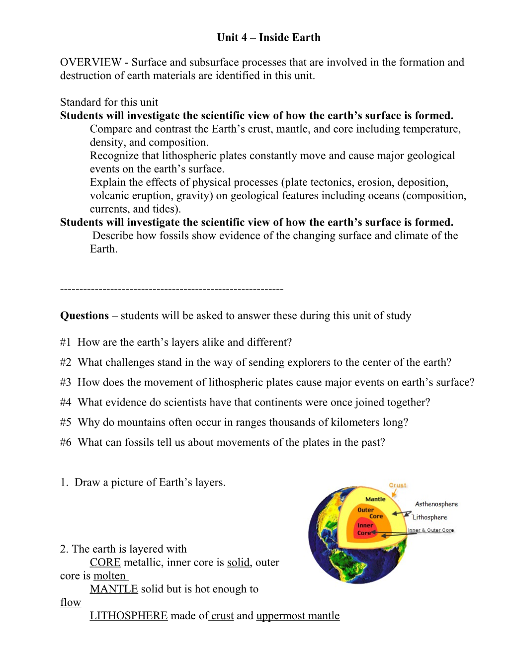 Unit 4 Inside Earth