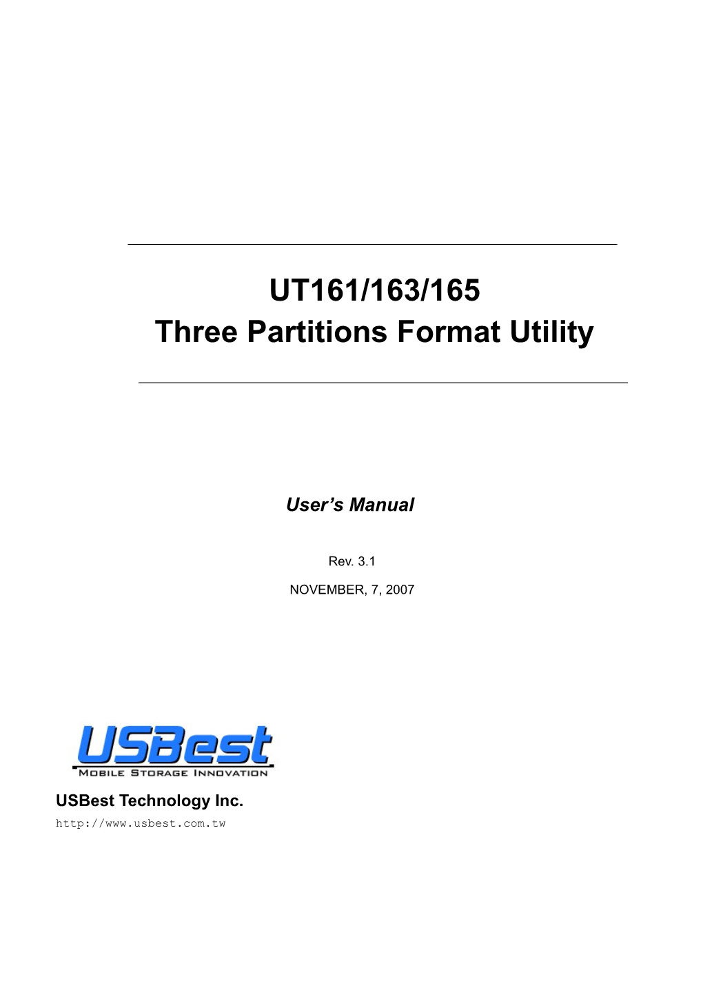 UT161/163 Format Utility User S Manual