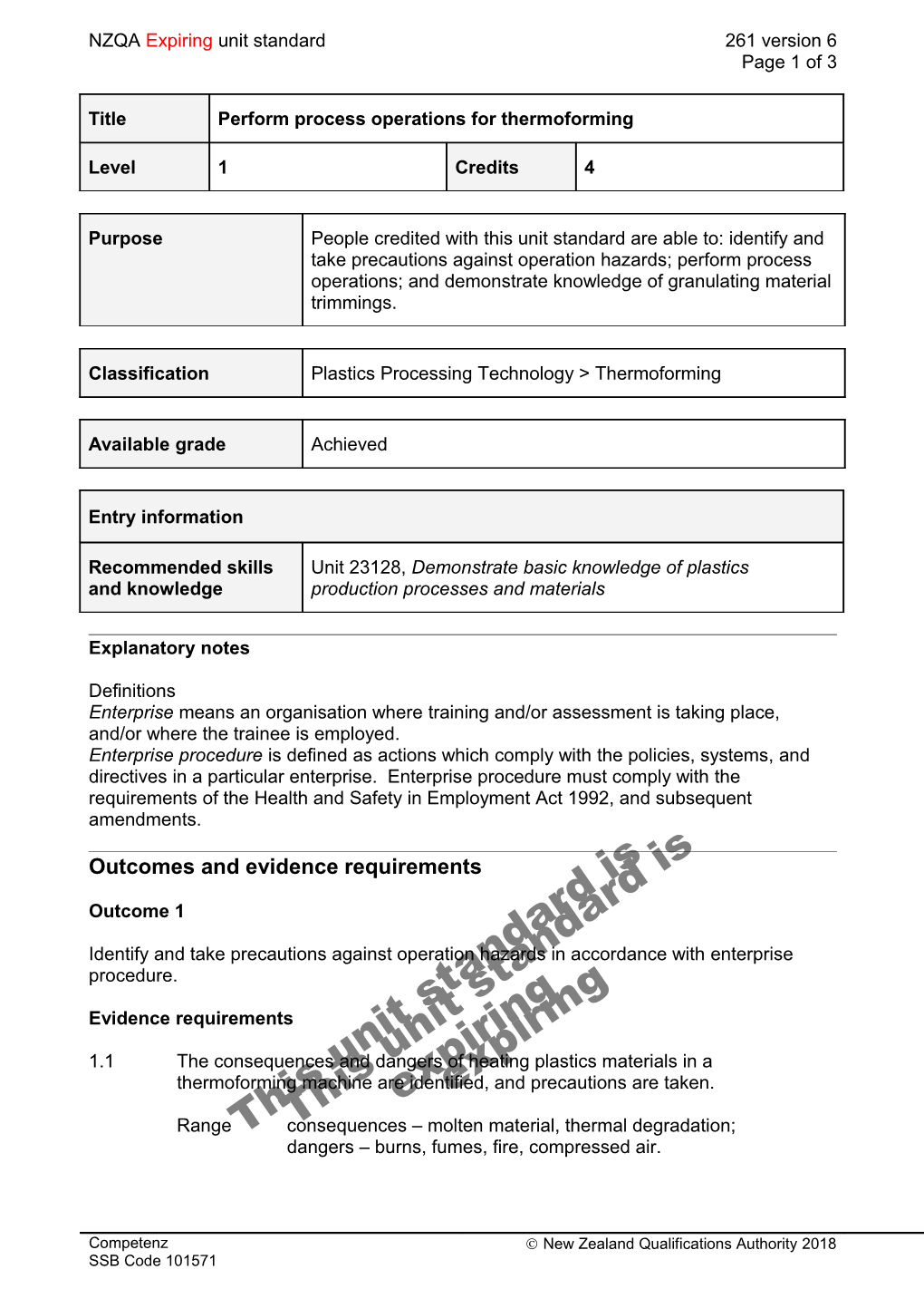 261 Perform Process Operations for Thermoforming