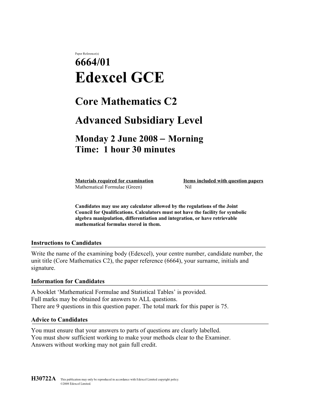 Core Mathematics C2