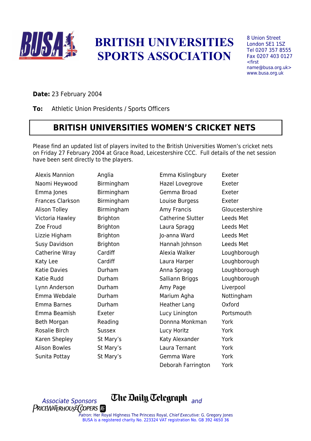British Universities Women S Cricket Nets