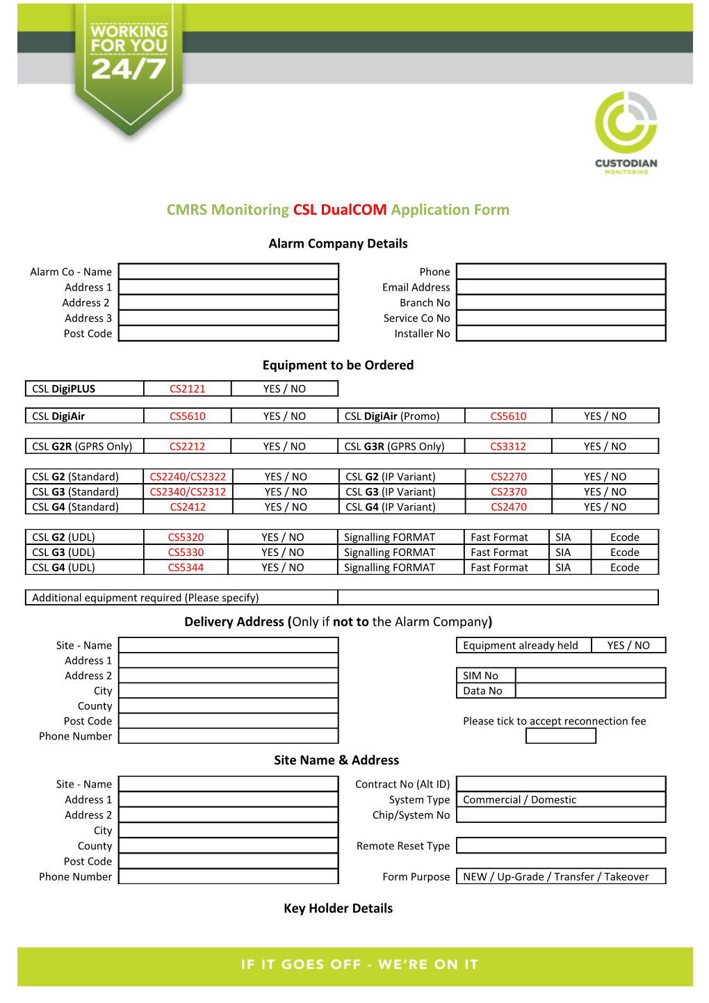 CMRS Monitoring CSL Dualcom Application Form