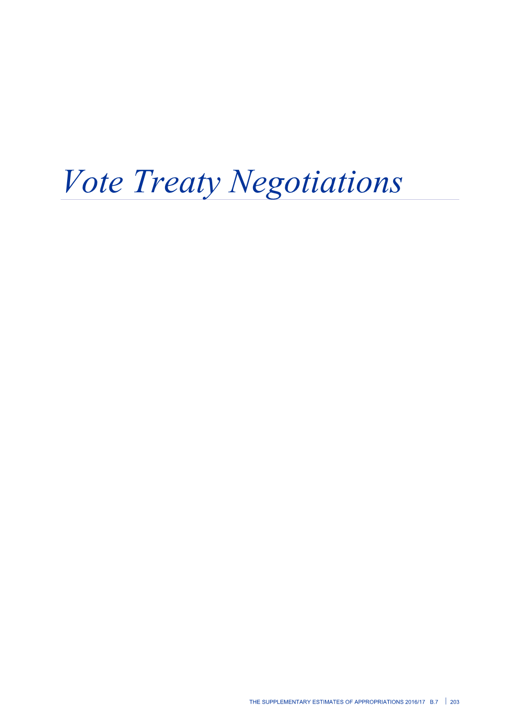 Vote Treaty Negotiations - Supplementary Estimates Of Appropriations 2016/17 - Budget 2017