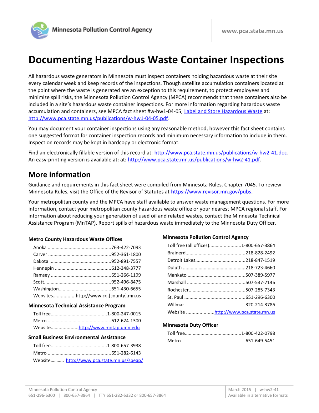 Documenting Hazardous Waste Container Inspections