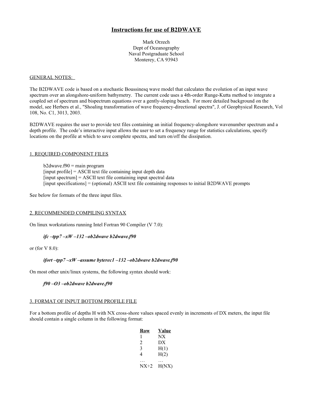 Instructions for Use of B2DWAVE