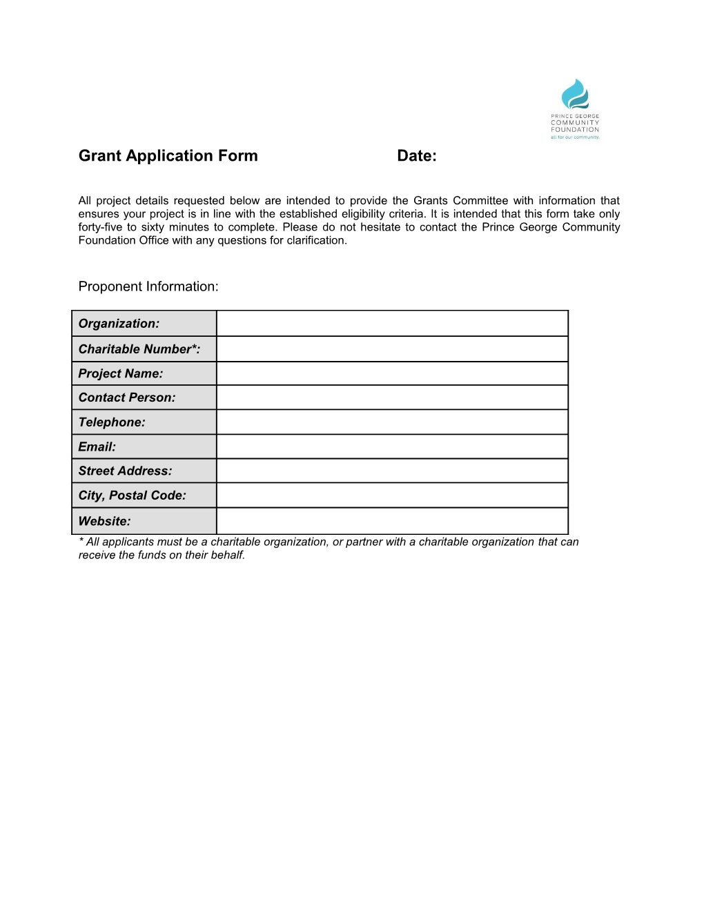 Grant Applicationformdate