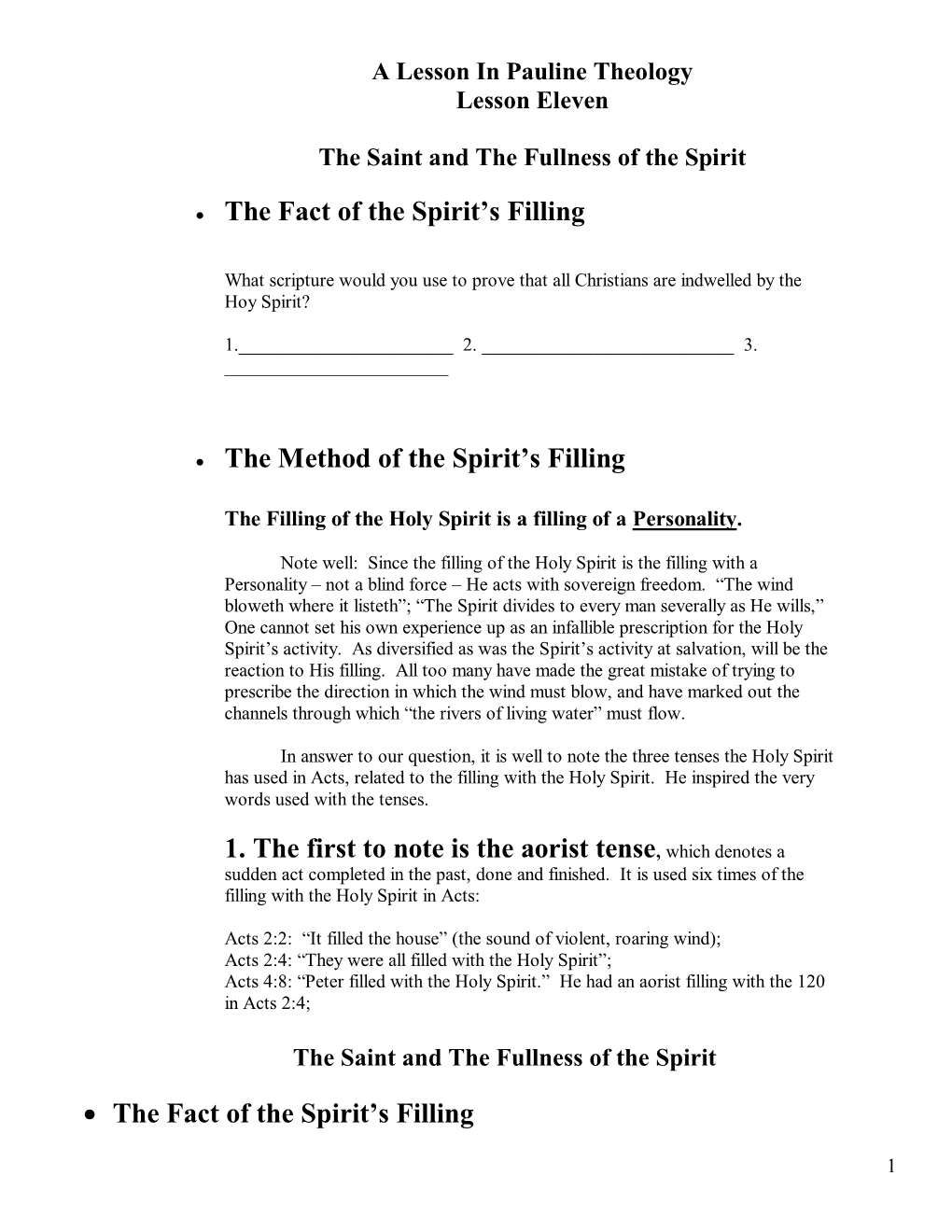 The Saint and the Fullness of the Spirit