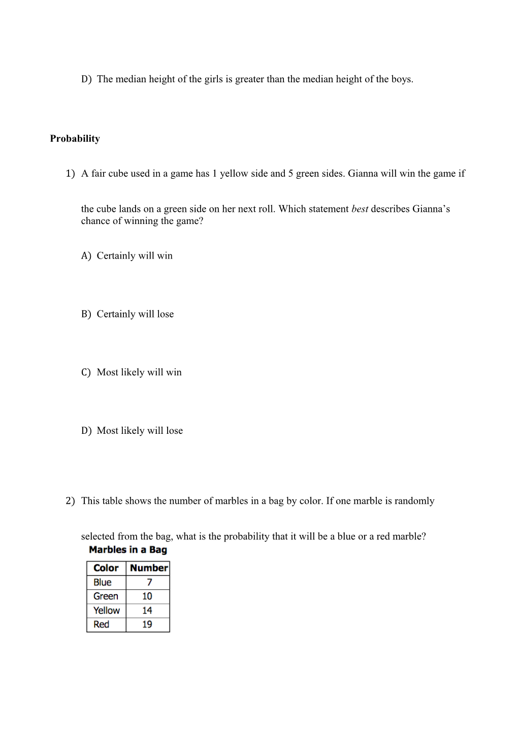 Algebra 8H Final Exam Review #4