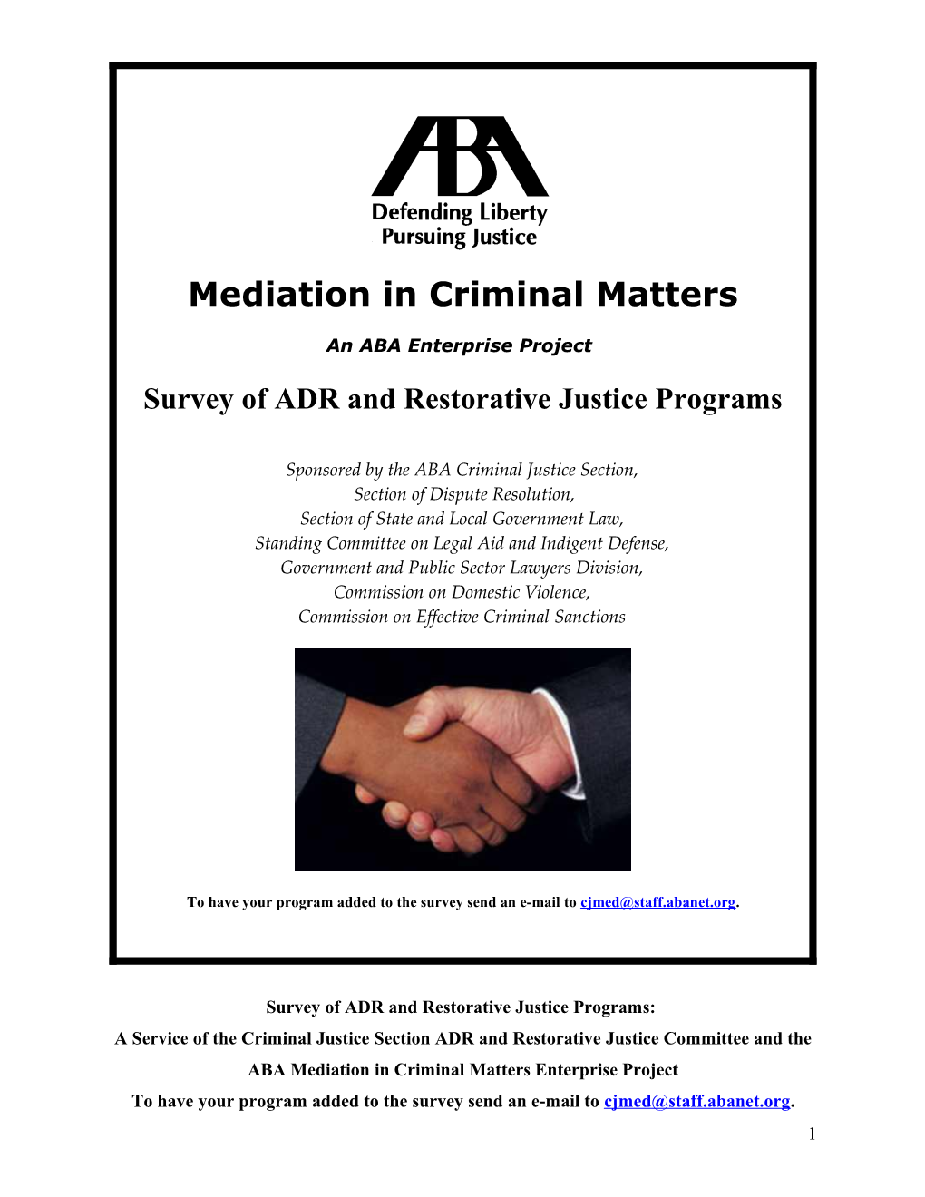 Mediation in Criminal Matters Project