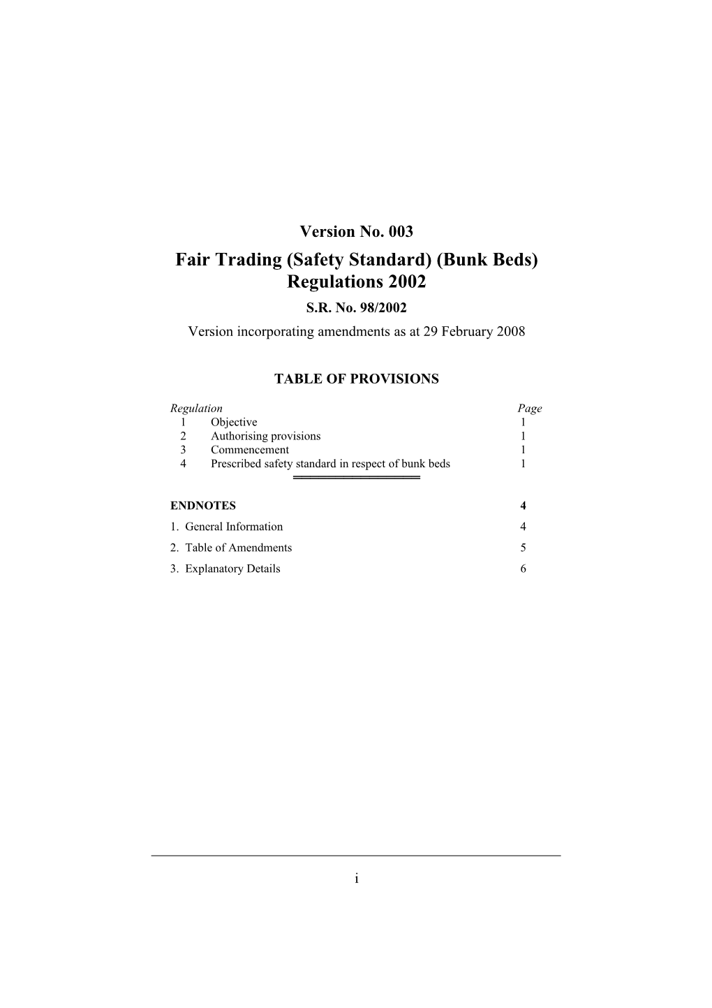 Fair Trading (Safety Standard) (Bunk Beds) Regulations 2002