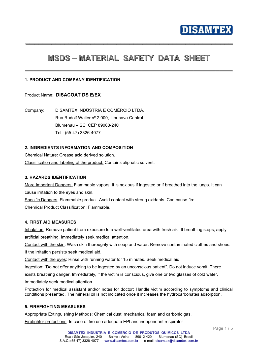 Msds Material Safety Data Sheet s1