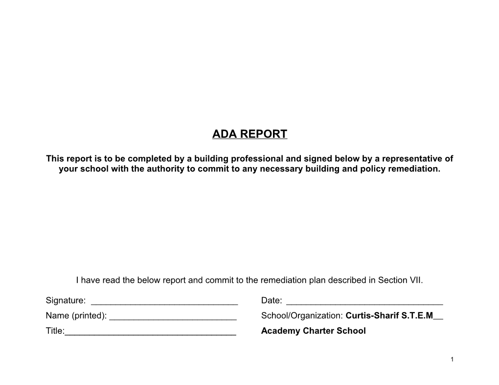This Report Is to Be Completed by a Building Professional and Signed Below by a Representative