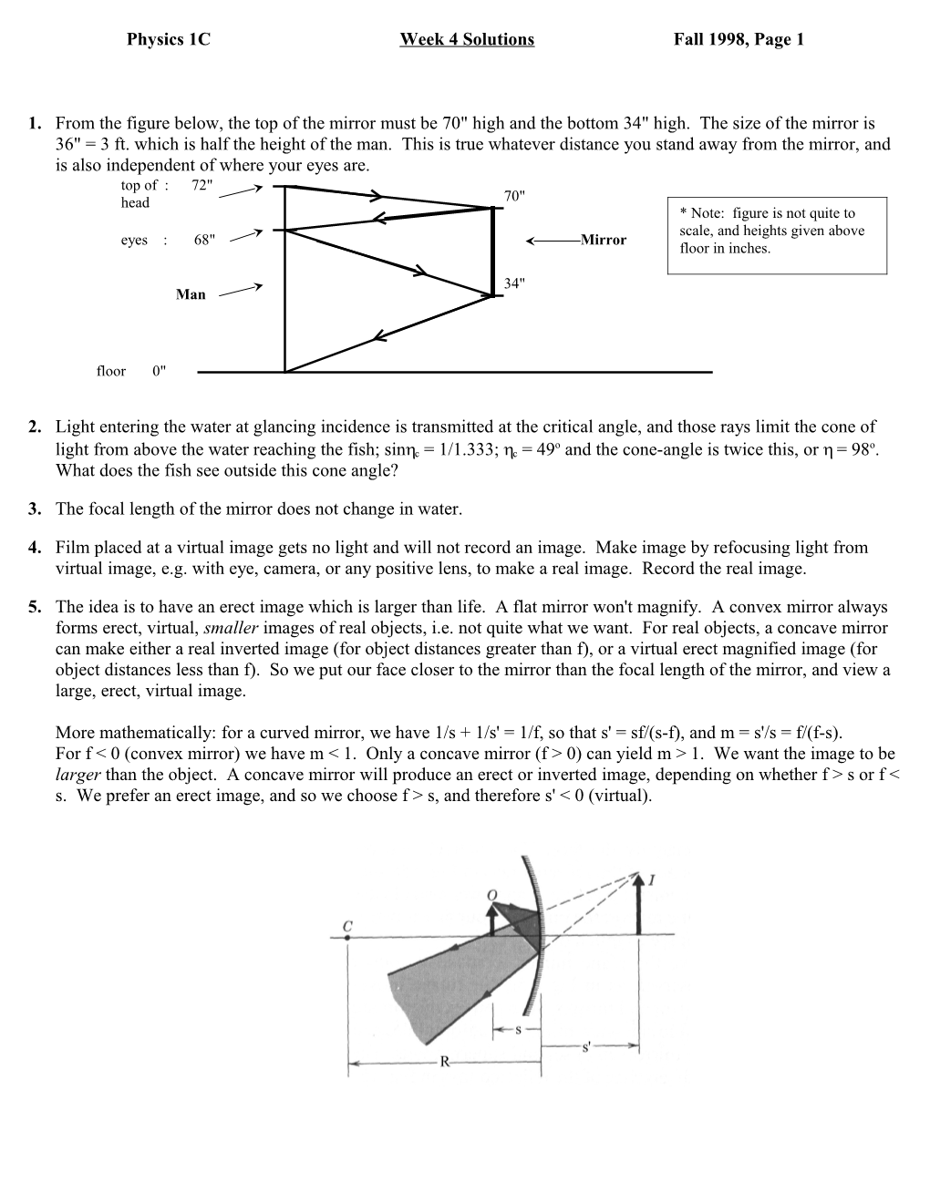 Physics 1C Week 4 Questions Fall 1998