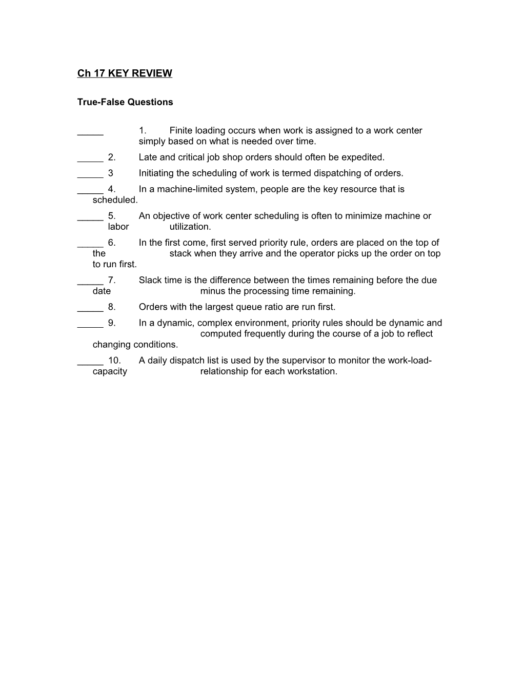 Ch 17 KEY REVIEW