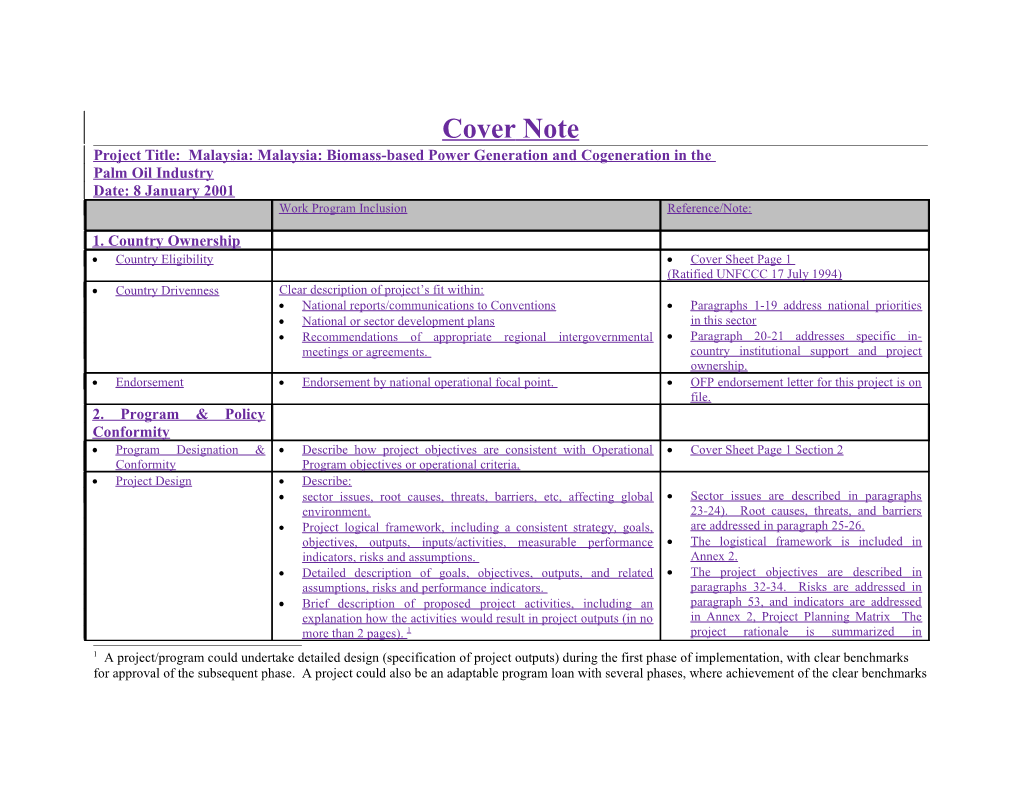 Project Title: Malaysia: Malaysia: Biomass-Based Power Generation and Cogeneration in The