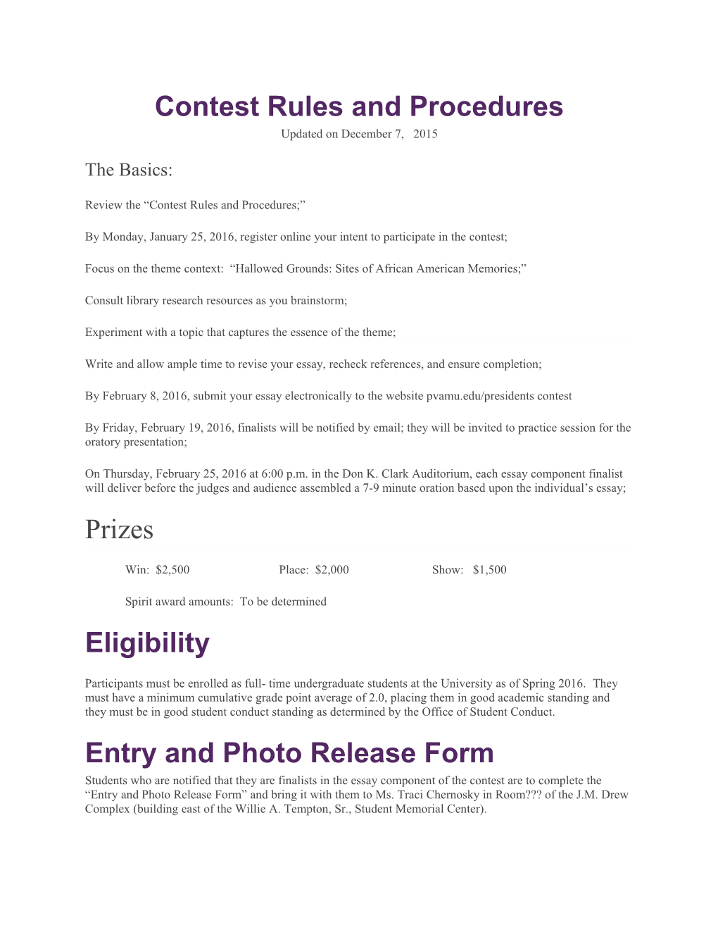 Contest Rules and Procedures