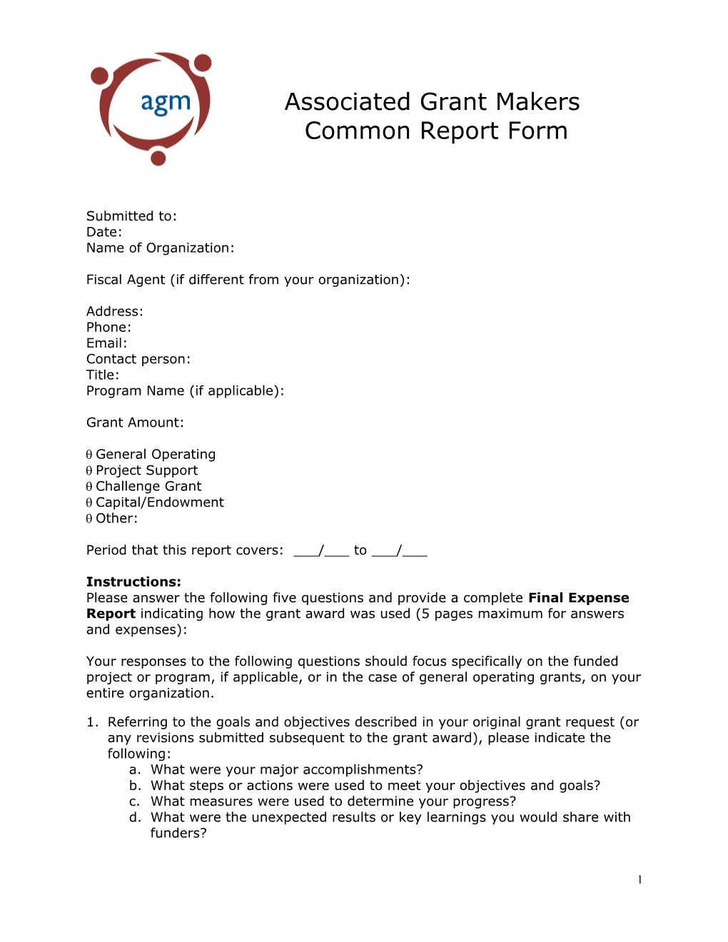 AGM Common Report Form