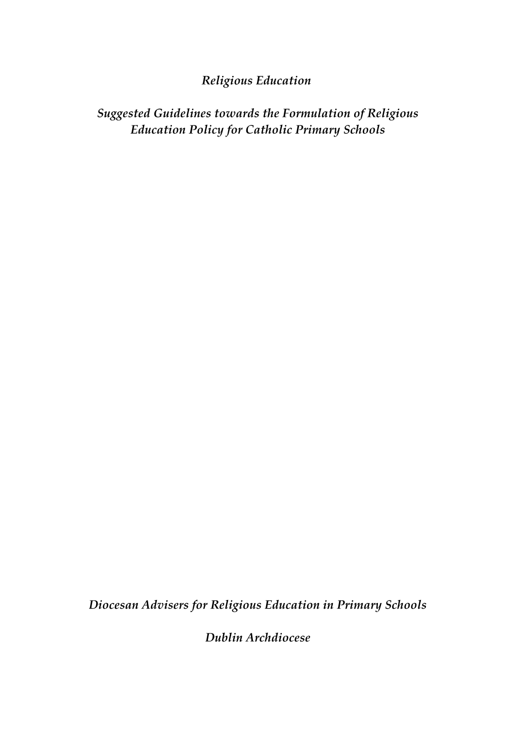 Diocesan Advisers for Religious Education in Primary Schools