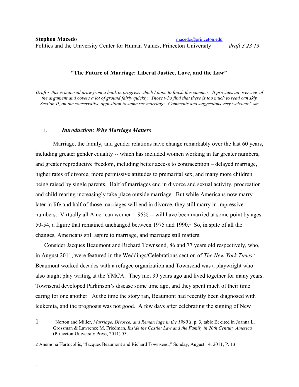 Politics and the University Center for Human Values, Princeton University Draft 3 23 13