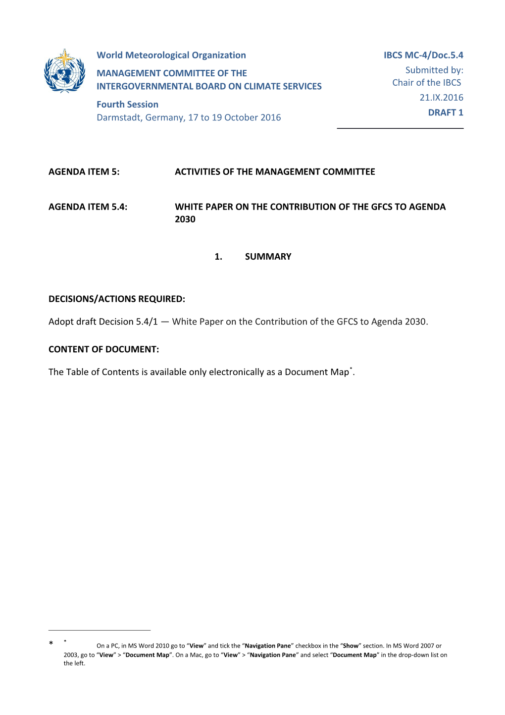 WMO Document Template s18