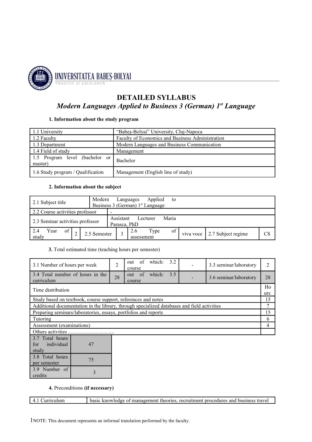 Modern Languages Applied to Business 3 (German) 1St Language