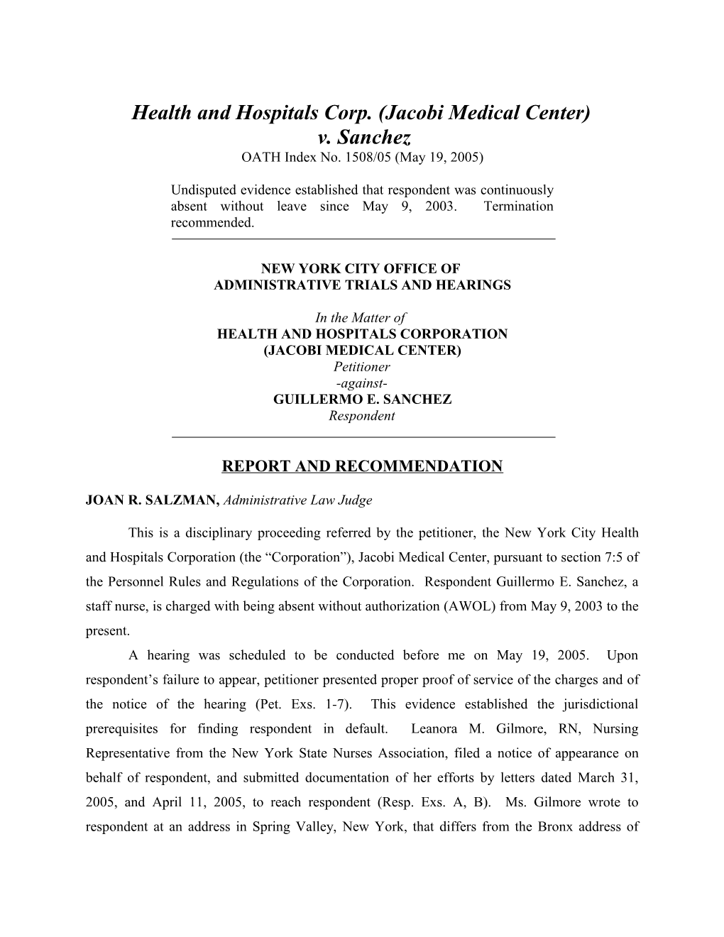 Dep T of Health & Mental Hygiene V