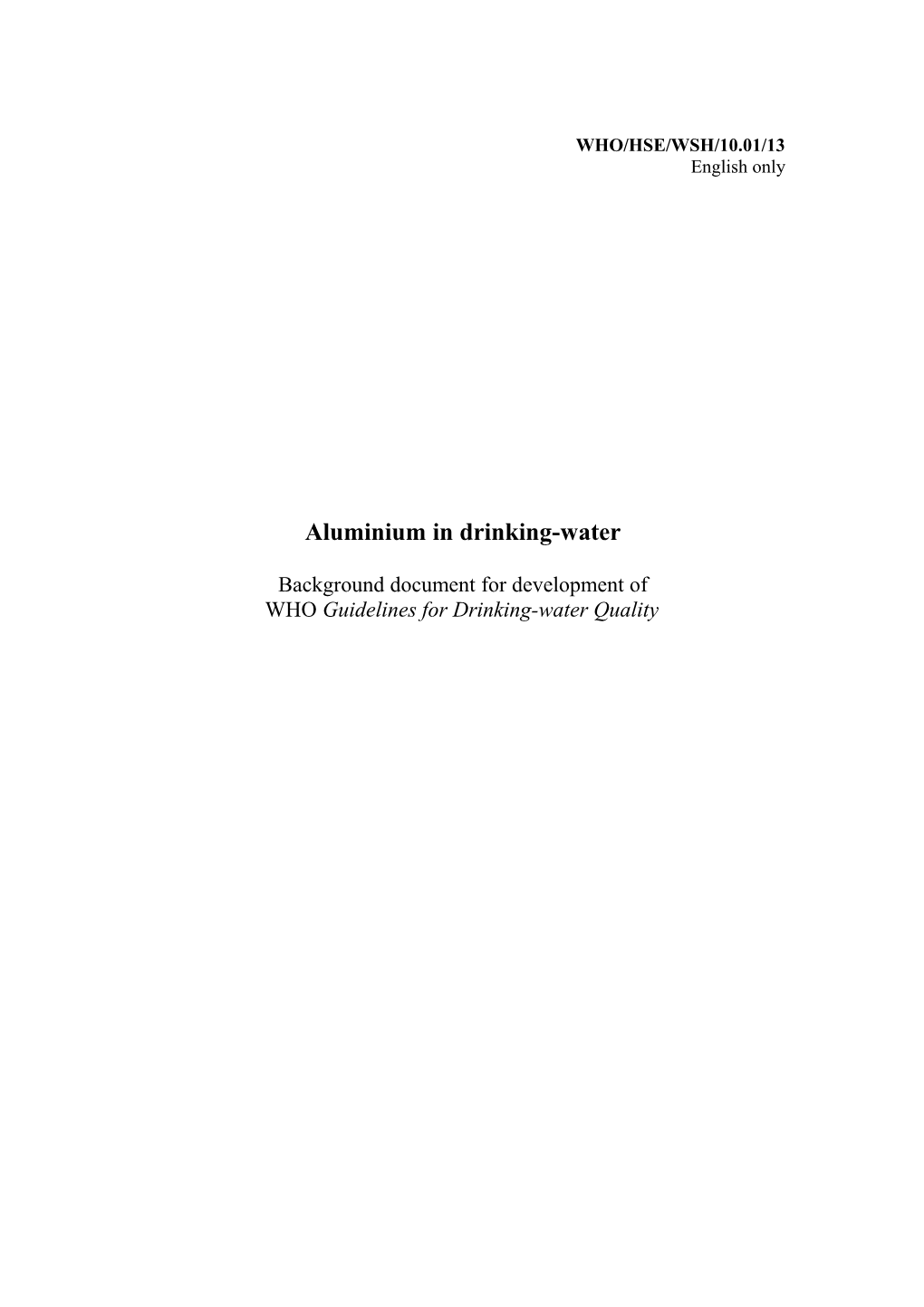 Aluminium in Drinking-Water