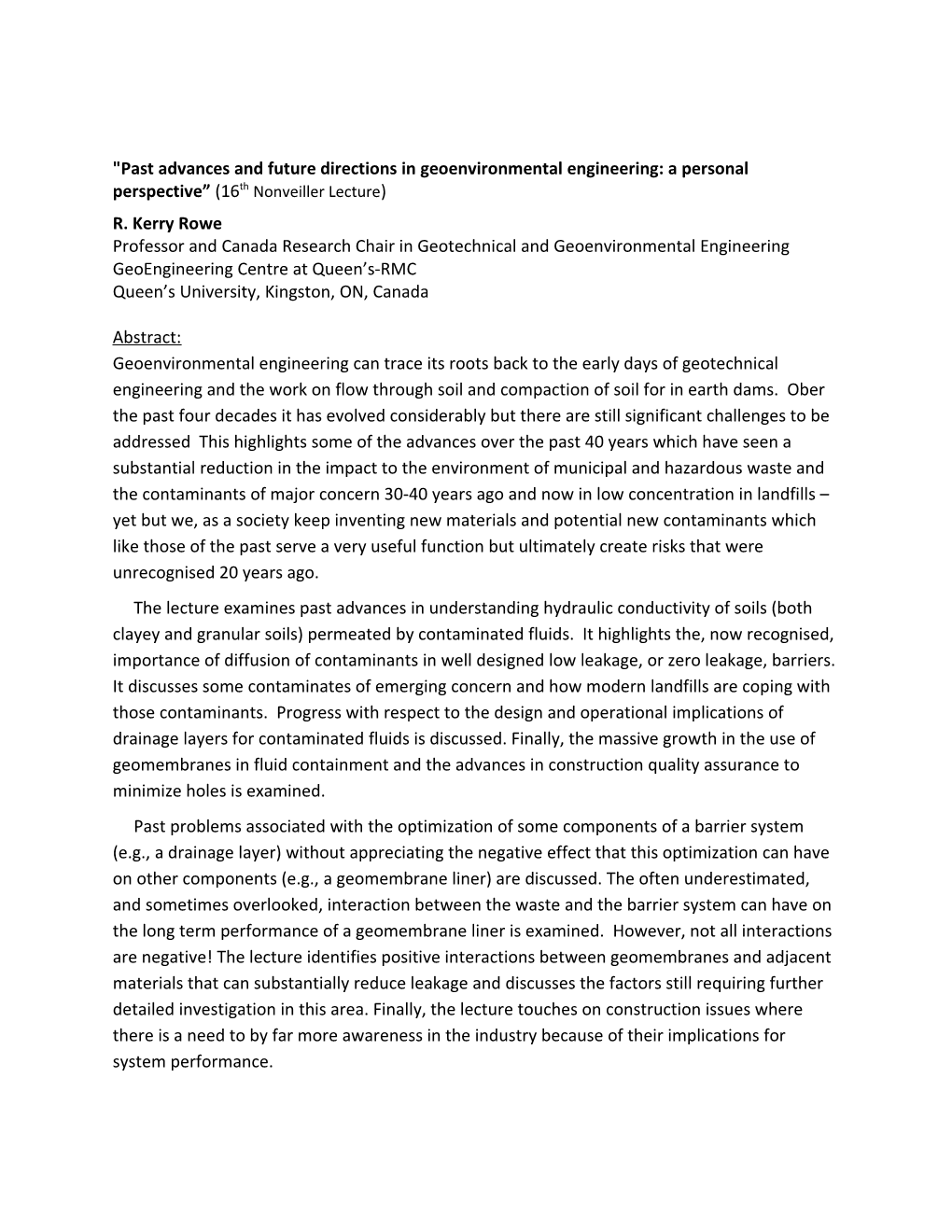 Past Advances and Future Directions in Geoenvironmental Engineering: a Personal Perspective