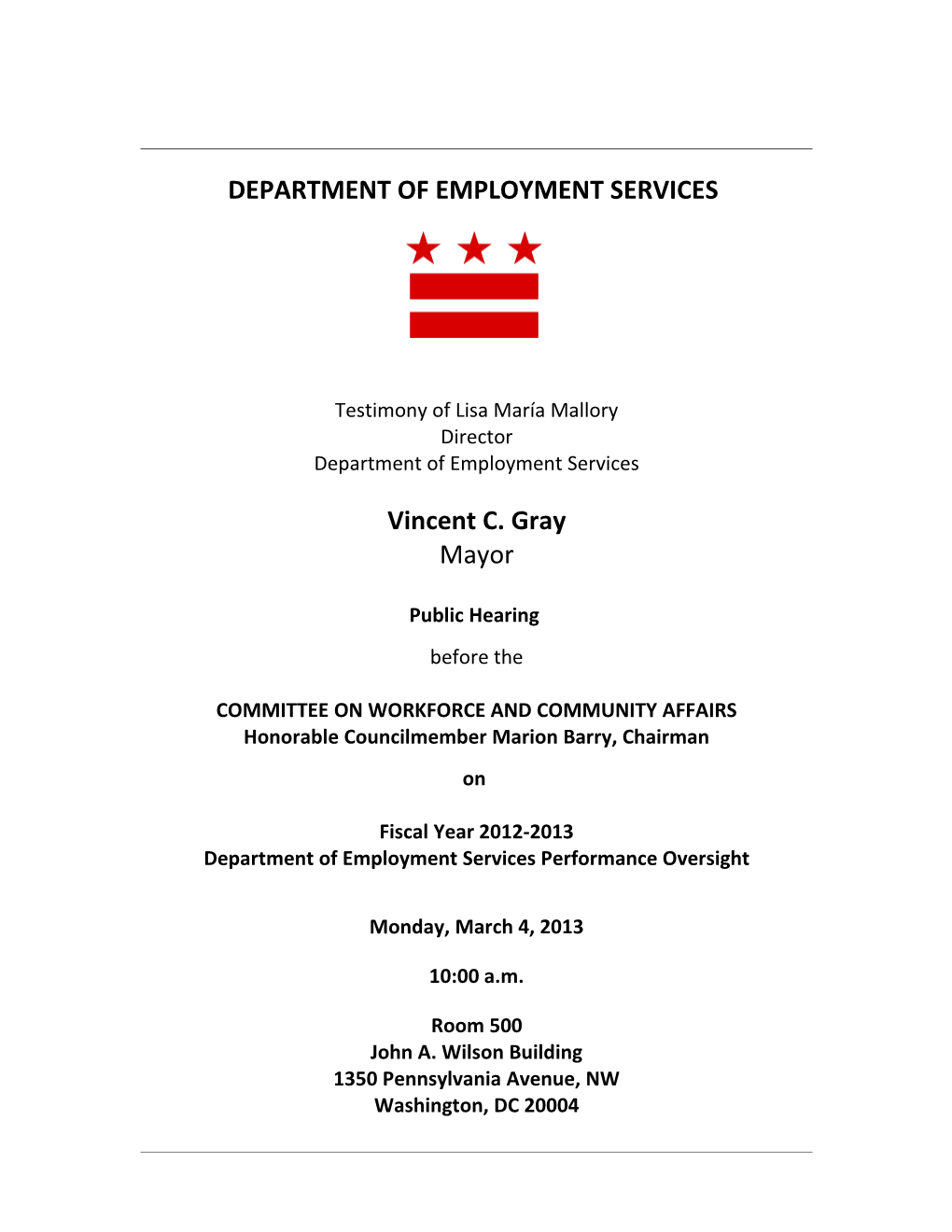 Department of Employment Services
