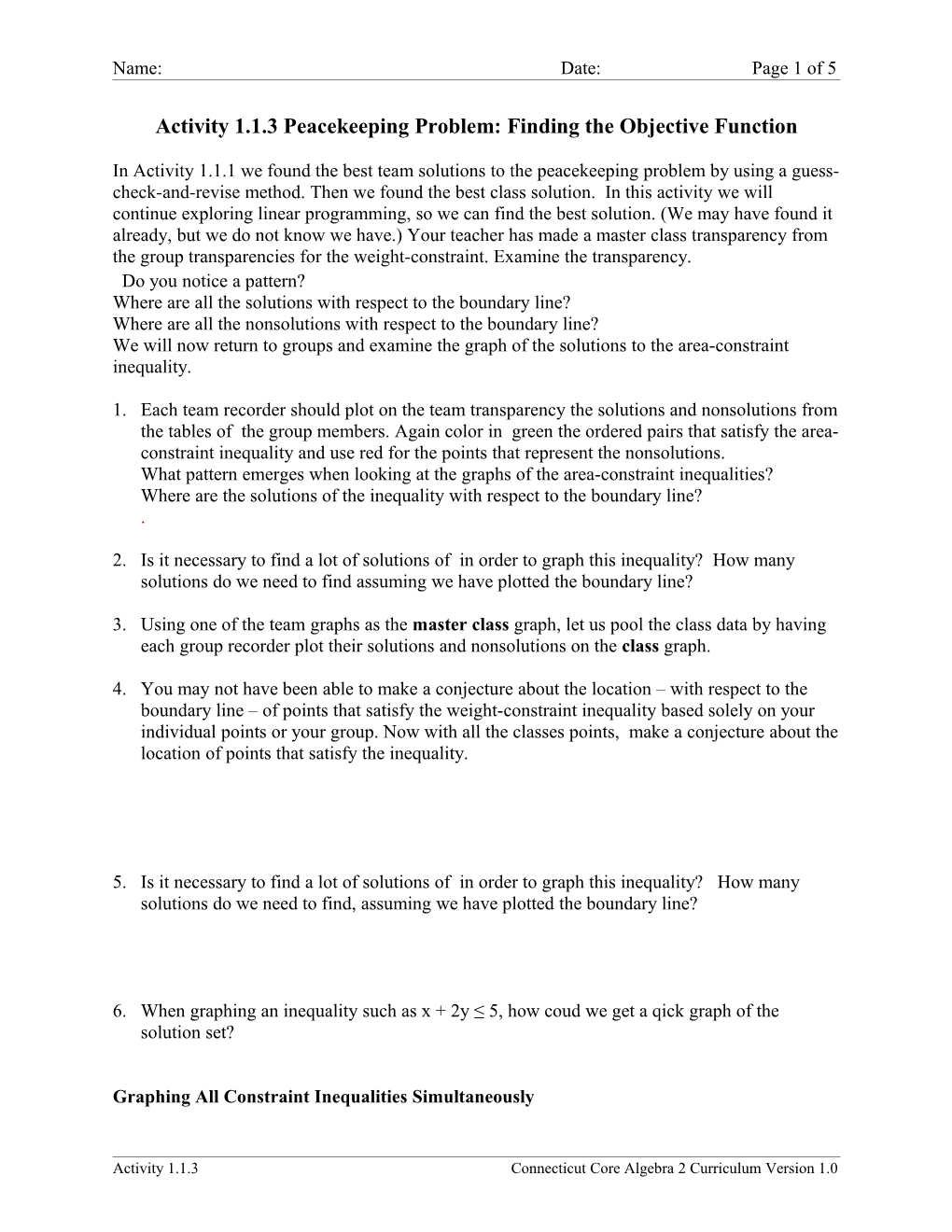 Activity 1.1.3 Peacekeeping Problem: Finding the Objective Function