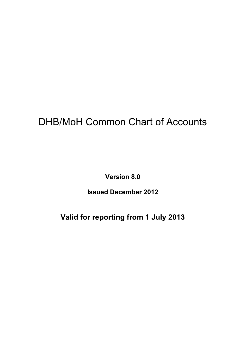 DHB Common Chart of Accounts