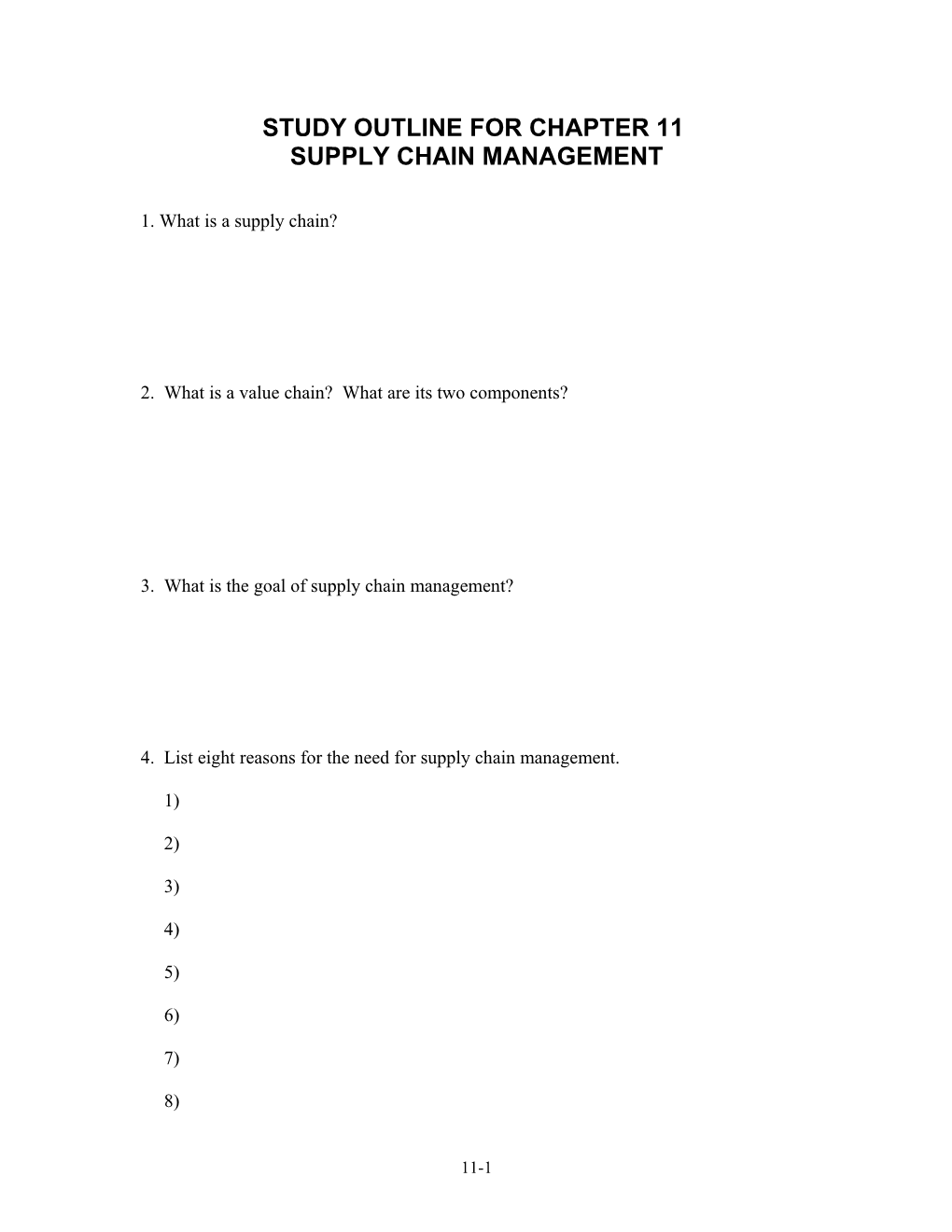 Study Outline for Chapter 12