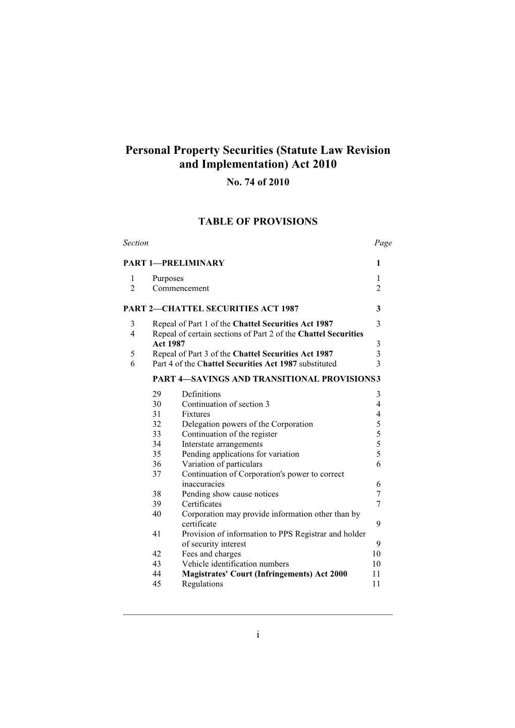 Personal Property Securities (Statute Law Revision and Implementation) Act 2010