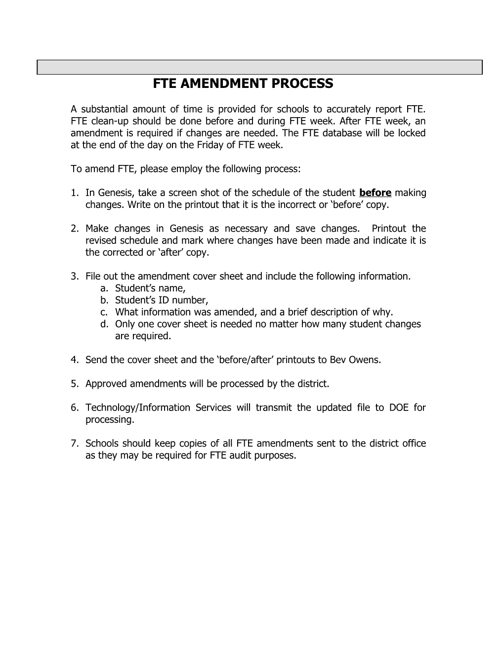 Fte Amendment Process