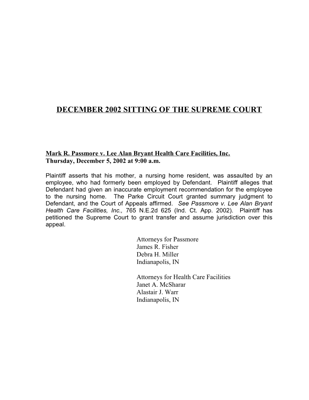November 2002 Sitting of the Supreme Court s1