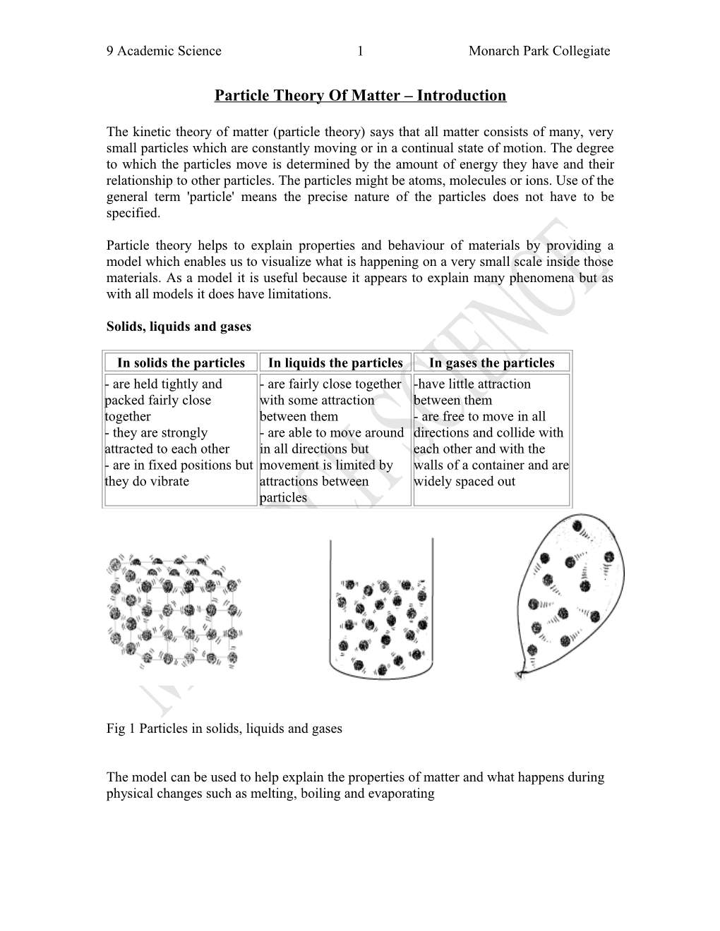 Particle Theory - Introduction